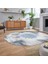 Dijital Baskılı Kaymaz Taban Yıkanabilir Oval Modern Yolluk Salon Halısı, V-O-Modern-06-Mavi, 2