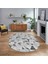 Dijital Baskılı Kaymaz Taban Yıkanabilir Oval Modern Yolluk Salon Halısı, V-O-Modern-82-Gri, 1