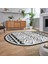 Dijital Baskılı Kaymaz Taban Yıkanabilir Oval Modern Yolluk Salon Halısı, V-O-Modern-68-Gri, 2