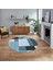 Dijital Baskılı Kaymaz Taban Yıkanabilir Yuvarlak Modern Mutfak Salon Halısı, V-Y-Modern-77-Mavi, 1