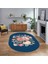 Dijital Baskılı Kaymaz Taban Yıkanabilir Oval Modern Yolluk Salon Halısı, V-O-Modern-35-Mavi, 1