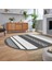 Dijital Baskılı Kaymaz Taban Yıkanabilir Oval Modern Yolluk Salon Halısı, V-O-Modern-18-Beyaz, 2
