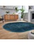 Dijital Baskılı Kaymaz Taban Yıkanabilir Oval Modern Yolluk Salon Halısı, V-O-MODERN-113-MAVİ, 2