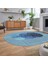 Dijital Baskılı Kaymaz Taban Yıkanabilir Oval Modern Yolluk Salon Halısı, V-O-Modern-01-Mavi, 2