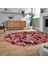 Dijital Baskılı Kaymaz Taban Yıkanabilir Oval Modern Yolluk Salon Halısı, V-O-Modern-02-Pembe, 2