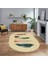 Dijital Baskılı Kaymaz Taban Yıkanabilir Oval Modern Yolluk Salon Halısı, V-O-MODERN-114-KREM, 1