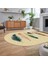 Dijital Baskılı Kaymaz Taban Yıkanabilir Oval Modern Yolluk Salon Halısı, V-O-MODERN-114-KREM, 2