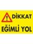 Dikkat Eğimli Yol Dijital Uv Folyo Baskı Uyarı Etiket Yapıştırma Sticker 17.5X12.5 1