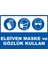Eldiven Maske ve Gözlük Kullan Dijital Uv Folyo Yapışkan Baskı Uyarı Etiket Sticker 17.5X12.5 1