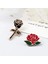 Kırmızı 2 Moda Çiçek Yaka Pin Kadın Rozeti 2 Adet Kırmızı Siyah Gül Tasarım Metal Broş Pins Çift Romantik Hediye Arkadaş Düğün Takı (Yurt Dışından) 5