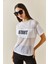 Beyaz Bisiklet Yaka Tül Detaylı Salaş T-Shirt 5YXK1-48310-01 4