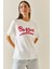 Beyaz Bisiklet Yaka Baskılı T-Shirt 5YXK1-48318-01 1