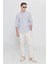 Slim Fit Dar Kesim Düğmeli Yaka Çizgili Keten Gömlek 2
