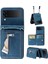 Samsung Galaxy Z Flip4 Için 5g Kickstand Case Fermuer Cep Deri Kapak El Kayışı ve Omuz Kayış Mavisi (Yurt Dışından) 1
