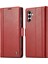 Samsung Galaxy S23 Fe Kılıf Manyetik Baskı Çizgili Kapak Donanım Logolu-Kırmızı (Yurt Dışından) 1