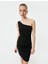 Tek Omuz Elbise Mini Drapeli Slim Fit 1