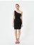Tek Omuz Elbise Mini Drapeli Slim Fit 3
