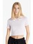Double Swoosh Crop Fit Tee Pink Likralı Ince Crop Kısa Tişört Pembe 1