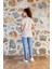 Kadın Mavi Desenli T-Shirt Pijama Takımı 24Y4004 2