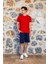 Erkek Kırmızı Kısa Kol Şort T-Shirt Pijama Takımı 24Y4505 1