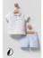 Erkek Bebek Three Teddy 2'li Takım Ekose Cepken Detaylı Polo Yaka Tişört ve Şort 3AY-6AY-9AY 1