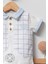 Erkek Bebek Three Teddy 2'li Takım Ekose Cepken Detaylı Polo Yaka Tişört ve Şort 3AY-6AY-9AY 4