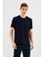 Erkek 3'lü Bisiklet Yaka T-Shirt %100 Pamuk Nakış Detaylı Basic Siyah-Beyaz-Lacivert 4
