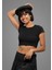 Basic Crop Top, Kadın Düz Baskısız Crop Bluz 2