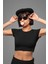 Basic Crop Top, Kadın Düz Baskısız Crop Bluz 3