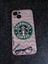 Iphone 13 Starbucks Baskılı Pembe Renk Silikon Telefon Kılıfı 3