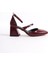 Sigva Mary Jane Yazlık Bordo Rugan Kalın Topuklu Bantlı Ayakkabı 4