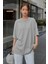 Kadın Oversize Penye Kısa Kollu T-Shirt 2