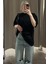 Kadın Oversize Penye Kısa Kollu T-Shirt 5