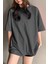 Kadın Oversize Penye Kısa Kollu T-Shirt 2