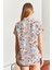 Çiçek Desen Kısa Kollu Keten Görünümlü Gömlek 2