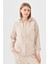 Kapüşonlu Fermuarlı Bej Kadın Sweatshırt 23457-2Y4 3