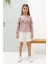 Gül Kurusu Dantel Detaylı Bisiklet Yaka Kız Çocuk Sweatshirt 18546 2