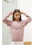 Gül Kurusu Dantel Detaylı Bisiklet Yaka Kız Çocuk Sweatshirt 18546 3