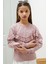 Gül Kurusu Dantel Detaylı Bisiklet Yaka Kız Çocuk Sweatshirt 18546 4