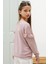 Gül Kurusu Dantel Detaylı Bisiklet Yaka Kız Çocuk Sweatshirt 18546 5