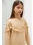 Krem Dantel Detaylı Bisiklet Yaka Kız Çocuk Sweatshirt 18543 5
