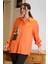 Cep Detaylı Çıtçıtlı Turuncu Kadın Bluz 4032-2Y4 2