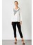 V Yaka Taşlı Ekru Kadın Bluz 30237-2Y4 1