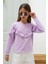 Lila Dantel Detaylı Bisiklet Yaka Kız Çocuk Sweatshirt 18548 2