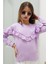 Lila Dantel Detaylı Bisiklet Yaka Kız Çocuk Sweatshirt 18548 4