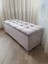 Yeni Model Lüks Çizgi Kapitoneli Sandıklı Puf Bench (70 x 45 cm) Gümüş Ayak 1