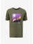 Haki Erkek Bisiklet Yaka Relaxed Baskılı T-Shirt D4SM-TST3265 1