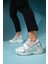 Berge Beyaz Bej Kadın Cırtlı Dolgu Taban Spor Sneakers 1