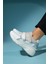 Berge Beyaz Bej Kadın Cırtlı Dolgu Taban Spor Sneakers 3