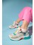 Crown Bej Simli Multi Bağcıklı Kadın Kalın Taban Spor Sneakers 1